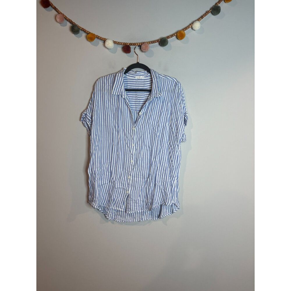 Beach Lunch Lounge blue and white striped button down top